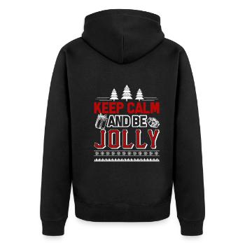 Christmas Keep Calm And Be Jolly - Unisex Premium Organic Zip Hoodie - black - Back - Nico (187cm)