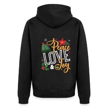 Christmas Peace Love Joy - Unisex Premium Organic Zip Hoodie - black - Back - Nico (187cm)