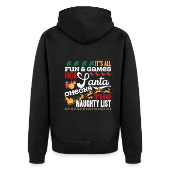 Christmas Santa Checks The Naughty List - Unisex Premium Organic Zip Hoodie - black - Back - Nico (187cm)