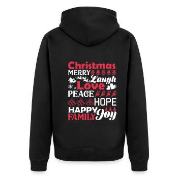 Christmas Christmas Words Laugh Peace Love - Unisex Premium Organic Zip Hoodie - black - Back - Nico (187cm)