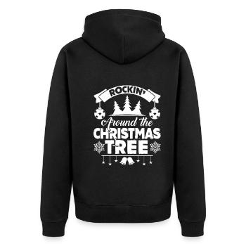 Rockin Around The Christmas Tree - Unisex Premium Organic Zip Hoodie - black - Back - Nico (187cm)