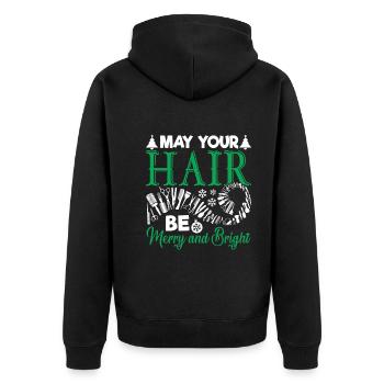 Hairstylist May Your Hair Be Merry And Bright - Unisex Premium Organic Zip Hoodie - black - Back - Nico (187cm)