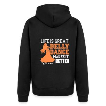 Belly Dance Makes Life Better - Unisex Premium Organic Zip Hoodie - black - Back - Nico (187cm)