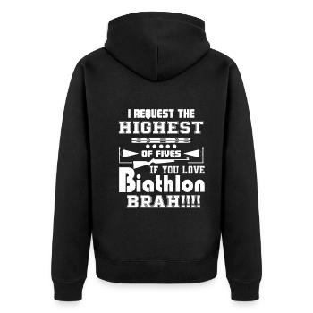 Biathlon Love Biathlon - Unisex Premium Organic Zip Hoodie - black - Back - Nico (187cm)