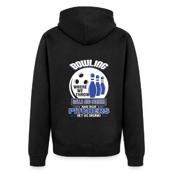 Bowling Where We Throw Balls And Strikes - Unisex Premium Organic Zip Hoodie - black - Back - Nico (187cm)