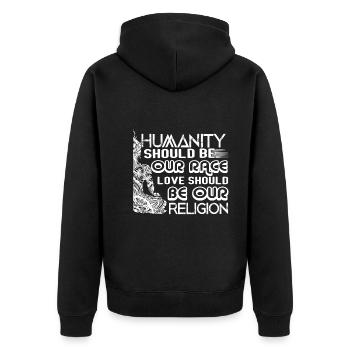 Buddha Humanity Should Be Our Race - Unisex Premium Organic Zip Hoodie - black - Back - Nico (187cm)