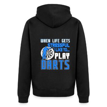 Darts I Like To Play Darts - Unisex Premium Organic Zip Hoodie - black - Back - Nico (187cm)