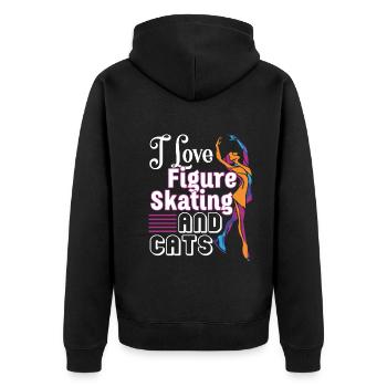 Figure Skating I Love Figure Skating And Cats - Unisex Premium Organic Zip Hoodie - black - Back - Nico (187cm)