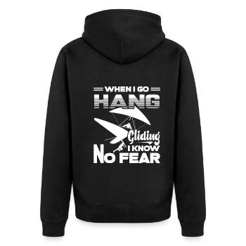 When I Go Hang Gliding I Know No Fear - Unisex Premium Organic Zip Hoodie - black - Back - Nico (187cm)