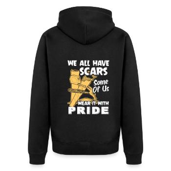 Carpenter We All Have Scars - Unisex Premium Organic Zip Hoodie - black - Back - Nico (187cm)