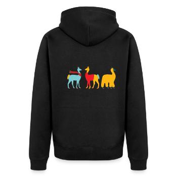 Llama Cute Colorful - Unisex Premium Organic Zip Hoodie - black - Back - Nico (187cm)
