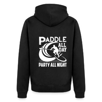 Paddleboarding All Day Party All Night - Unisex Premium Organic Zip Hoodie - black - Back - Nico (187cm)
