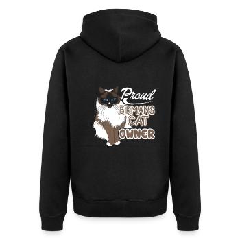 Proud Birman Cat Owner - Unisex Premium Organic Zip Hoodie - black - Back - Nico (187cm)