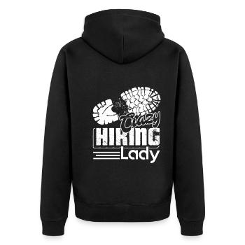 Crazy Hiking Lady - Unisex Premium Organic Zip Hoodie - black - Back - Nico (187cm)