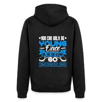 Snorkeling You Can Always Go Snorkeling - Unisex Premium Organic Zip Hoodie - black - Back - Nico (187cm)
