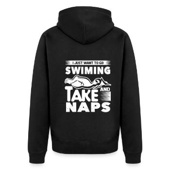 Swimming Go Swimming And Take Naps - Unisex Premium Organic Zip Hoodie - black - Back - Nico (187cm)