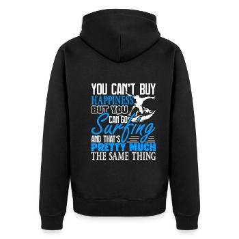 Surfing You Can Go Surfing For Happiness - Unisex Premium Organic Zip Hoodie - black - Back - Nico (187cm)