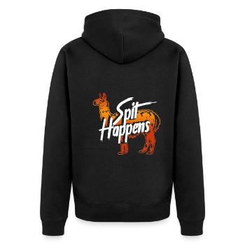 Llama Spit Happens - Unisex Premium Organic Zip Hoodie - black - Back - Nico (187cm)