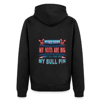 Ironworker See My Bull Pin - Unisex Premium Organic Zip Hoodie - black - Back - Nico (187cm)