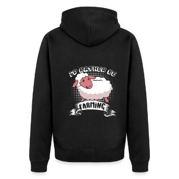 Sheep I'd Rather Be Farming - Unisex Premium Organic Zip Hoodie - black - Back - Nico (187cm)