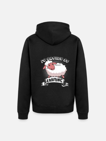 Sheep I'd Rather Be Farming - Unisex Premium Organic Zip Hoodie - black