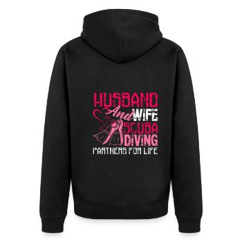 Husband And Wife Scuba Diving Partners For Life - Unisex Premium Organic Zip Hoodie - black - Back - Nico (187cm)