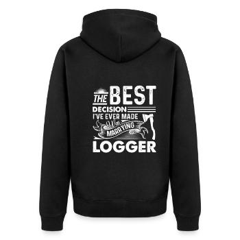 Marrying A Logger Is The Best Decision - Unisex Premium Organic Zip Hoodie - black - Back - Nico (187cm)