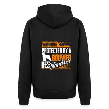 Protected By Bouvier Des Flandres - Unisex Premium Organic Zip Hoodie - black - Back - Nico (187cm)
