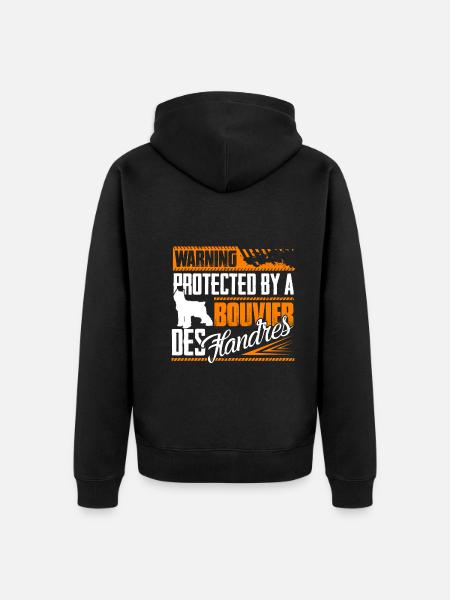Protected By Bouvier Des Flandres - Unisex Premium Organic Zip Hoodie - black