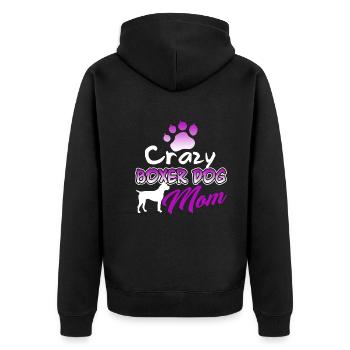 Crazy Boxer Dog Mom - Unisex Premium Organic Zip Hoodie - black - Back - Nico (187cm)