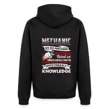 Mechanic Mechanics Do Precision Guess Work - Unisex Premium Organic Zip Hoodie - black - Back - Nico (187cm)