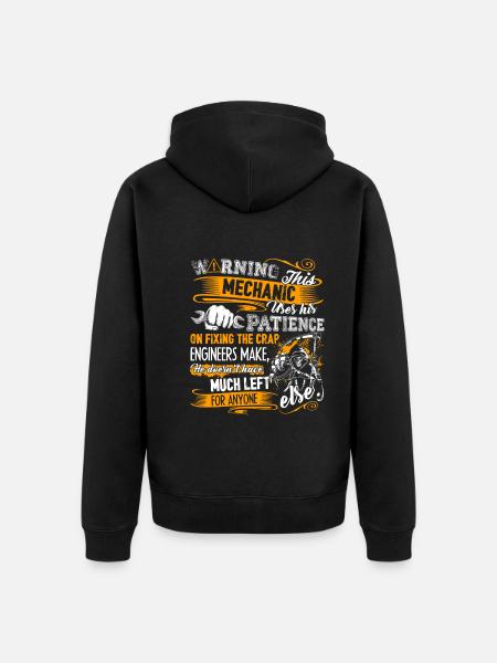Funny Mechanic Warning - Unisex Premium Organic Zip Hoodie - black