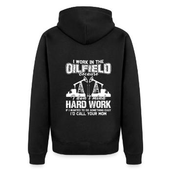 Oilfield I Work In The Oilfield - Unisex Premium Organic Zip Hoodie - black - Back - Nico (187cm)