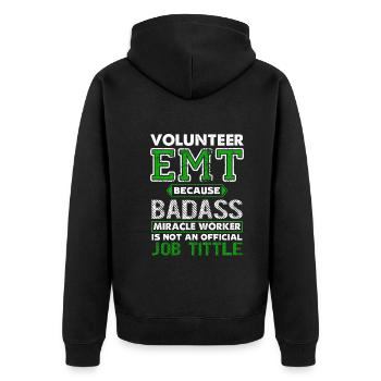 Volunteer EMT Job Title - Unisex Premium Organic Zip Hoodie - black - Back - Nico (187cm)
