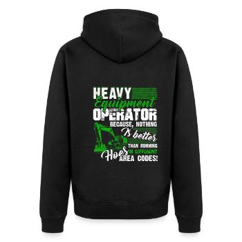 Proud To Be Heavy Equipment Operator - Unisex Premium Organic Zip Hoodie - black - Back - Nico (187cm)