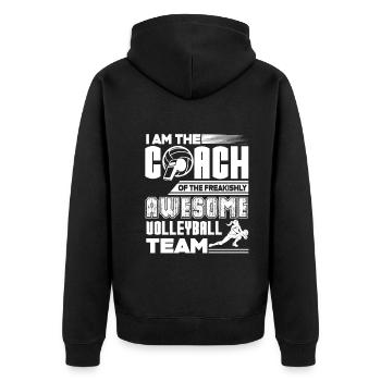 Proud Coach Of Awesome Volleyball Team - Unisex Premium Organic Zip Hoodie - black - Back - Nico (187cm)