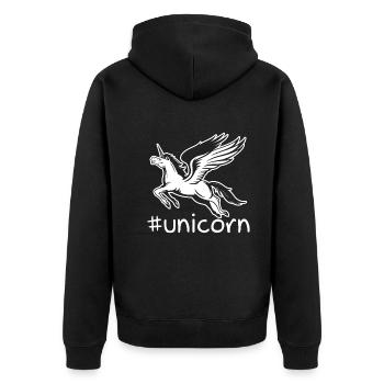 Funny Unicorn Hashtag - Unisex Premium Organic Zip Hoodie - black - Back - Nico (187cm)