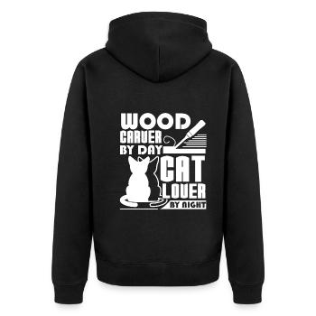 Wood Carving I am A Wood Carver And Cat Lover - Unisex Premium Organic Zip Hoodie - black - Back - Nico (187cm)