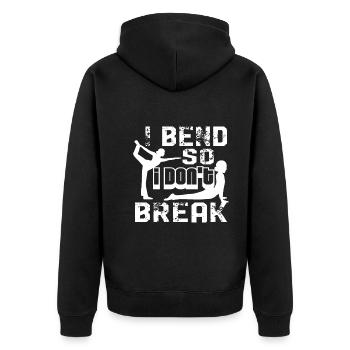 Yoga I Bend So I Don't Break - Unisex Premium Organic Zip Hoodie - black - Back - Nico (187cm)