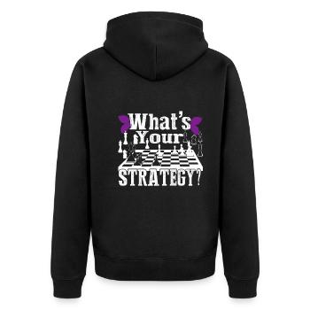 Funny Chess What's Your Strategy - Unisex Premium Organic Zip Hoodie - black - Back - Nico (187cm)