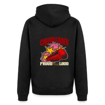 Cheerleader Proud And Loud - Unisex Premium Organic Zip Hoodie - black - Back - Nico (187cm)