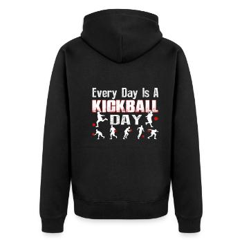 Everyday Is A Kickball Day - Unisex Premium Organic Zip Hoodie - black - Back - Nico (187cm)