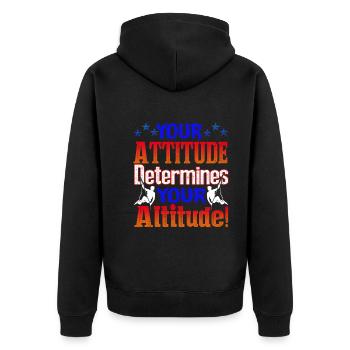 Climbing Your Attitude Determines Your Altitude - Unisex Premium Organic Zip Hoodie - black - Back - Nico (187cm)