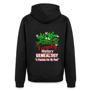 Genealogy A Passion For My Past - Unisex Premium Organic Zip Hoodie - black - Back - Nico (187cm)