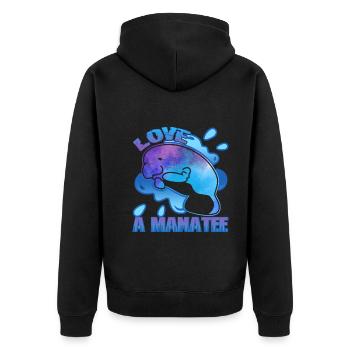 In Love With A Manatee - Unisex Premium Organic Zip Hoodie - black - Back - Nico (187cm)