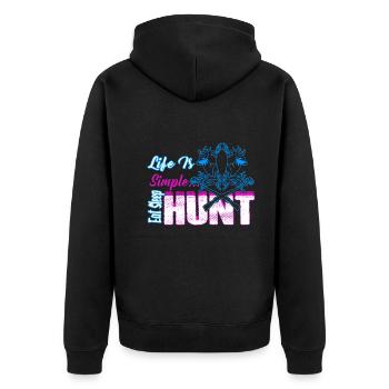 Hunting Life Is Simple Eat Sleep Hunt - Unisex Premium Organic Zip Hoodie - black - Back - Nico (187cm)