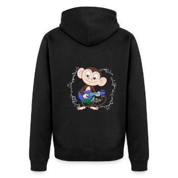 Sock Monkey Plays Ukulele Hula - Unisex Premium Organic Zip Hoodie - black - Back - Nico (187cm)