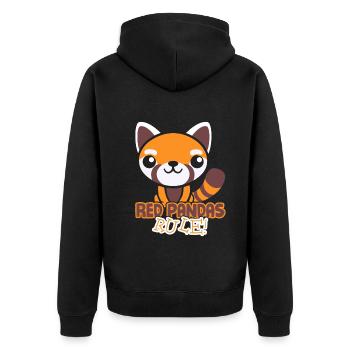Red Pandas Rule - Unisex Premium Organic Zip Hoodie - black - Back - Nico (187cm)