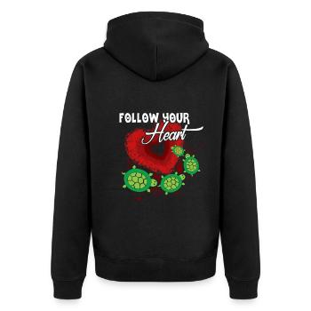 Sea Turtle Follow Your Heart - Unisex Premium Organic Zip Hoodie - black - Back - Nico (187cm)