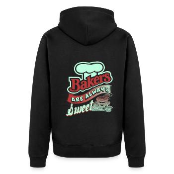 Bakers Are Always Sweet - Unisex Premium Organic Zip Hoodie - black - Back - Nico (187cm)